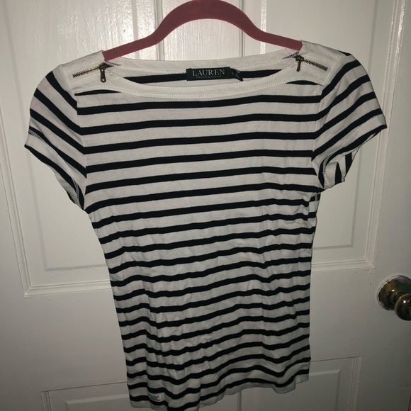 Black and White Striped Boatneck Top (NWOT) - Picture 2 of 6